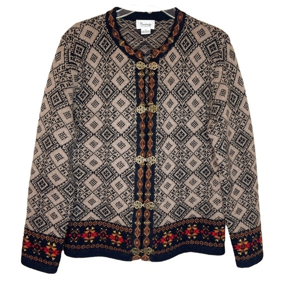 Cambridge Dry Goods Sweaters - Cambridge Dry‎ Good 100% Wool Nordic Print Winter Cardigan Women's Small